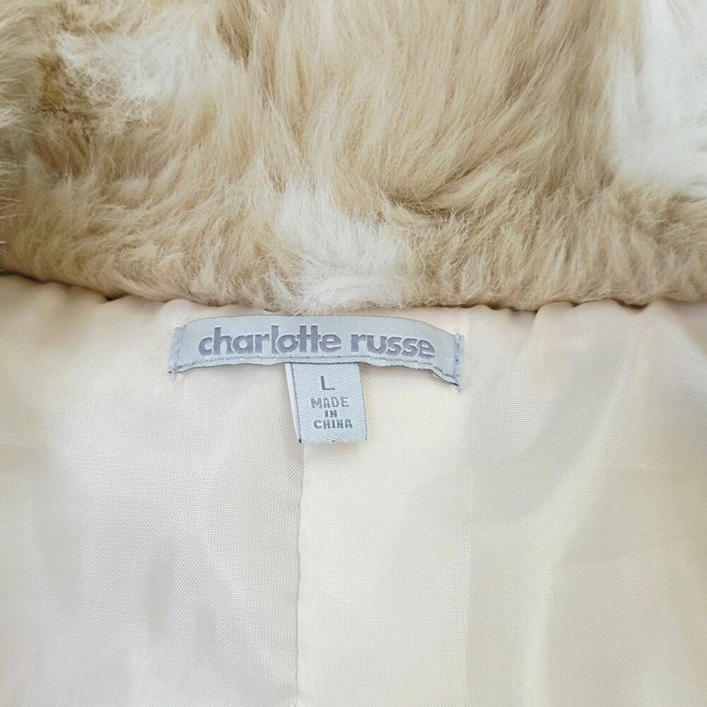 Vintage Charlotte Russe Y2K Faux Fur Vest Large Cream Zip Front Glam Snow Bunny - Picture 11 of 15